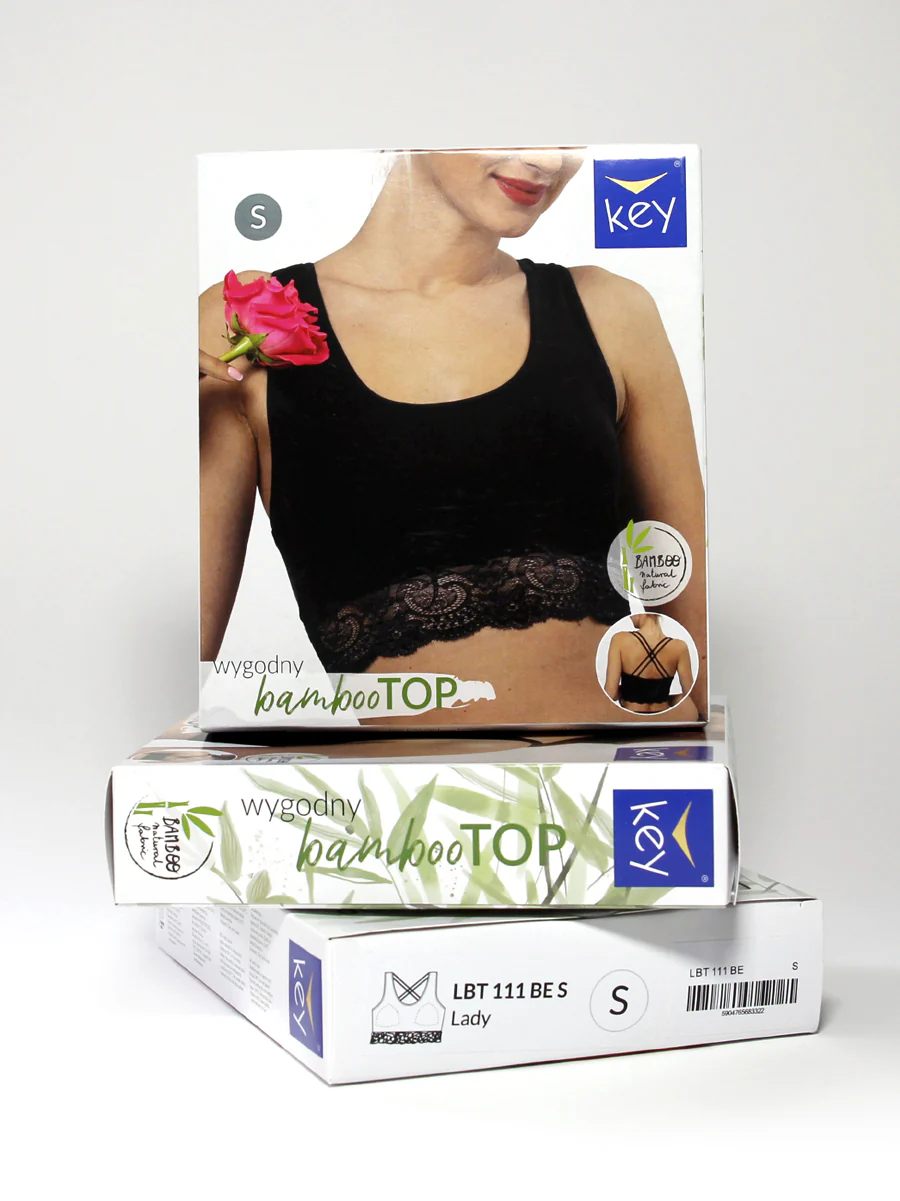 Bambusowy top z koronką czarny - Image 7