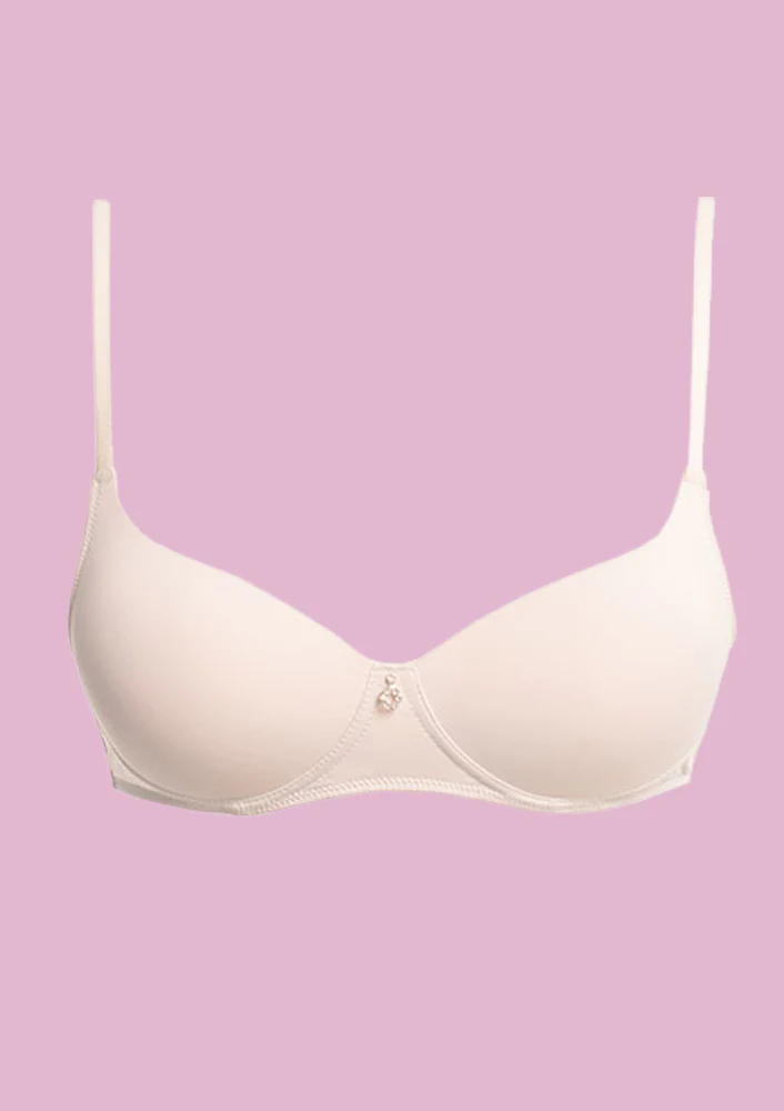 Biustonosz dla nastolatek bez cięć z termicznie modelowanymi miseczkami - POLYAMIDOWY BEŻOWY - Image 2