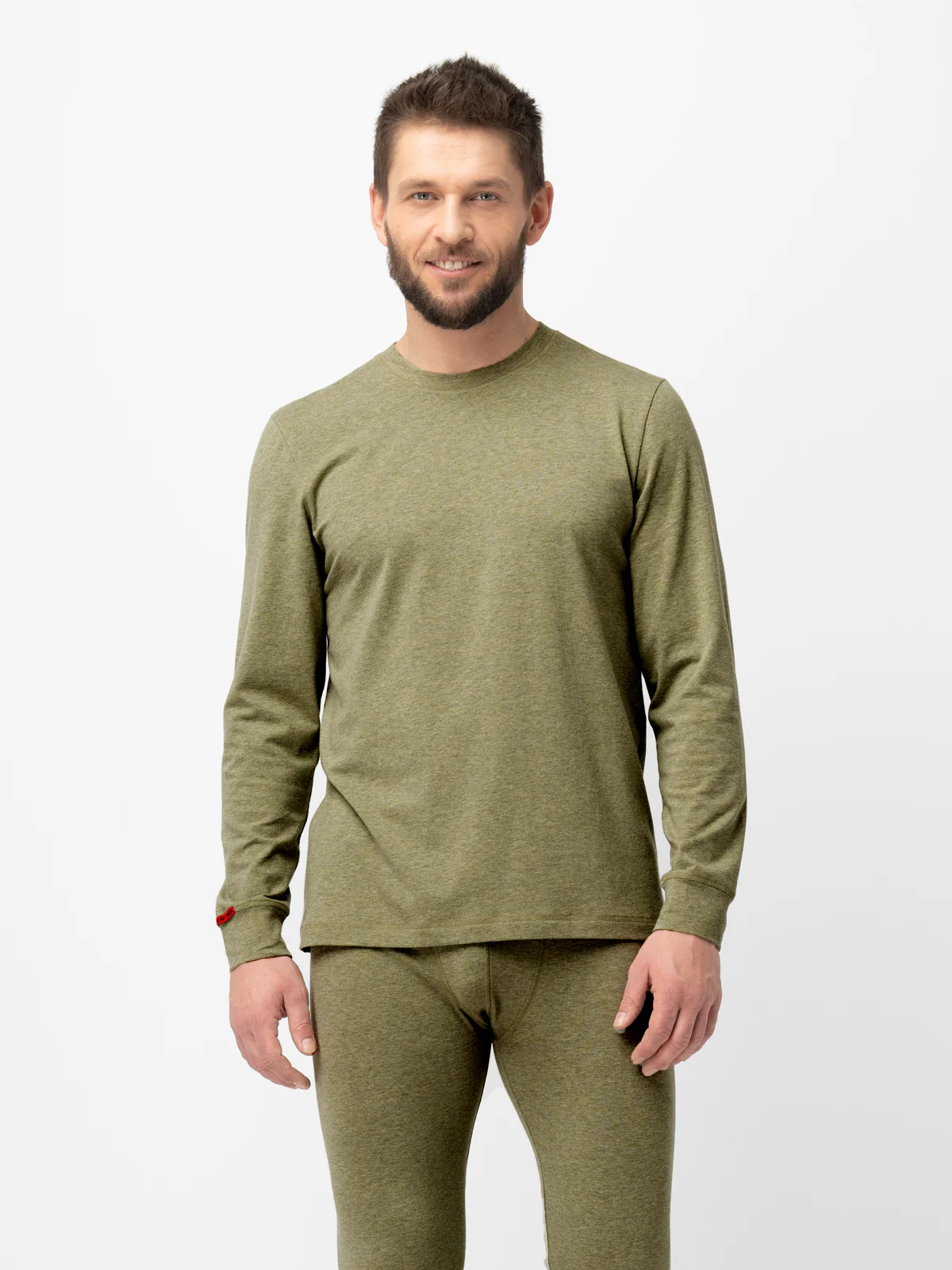 Ciepła bielizna – Hot Touch – Męska koszulka z długim rękawem-khaki - Image 3