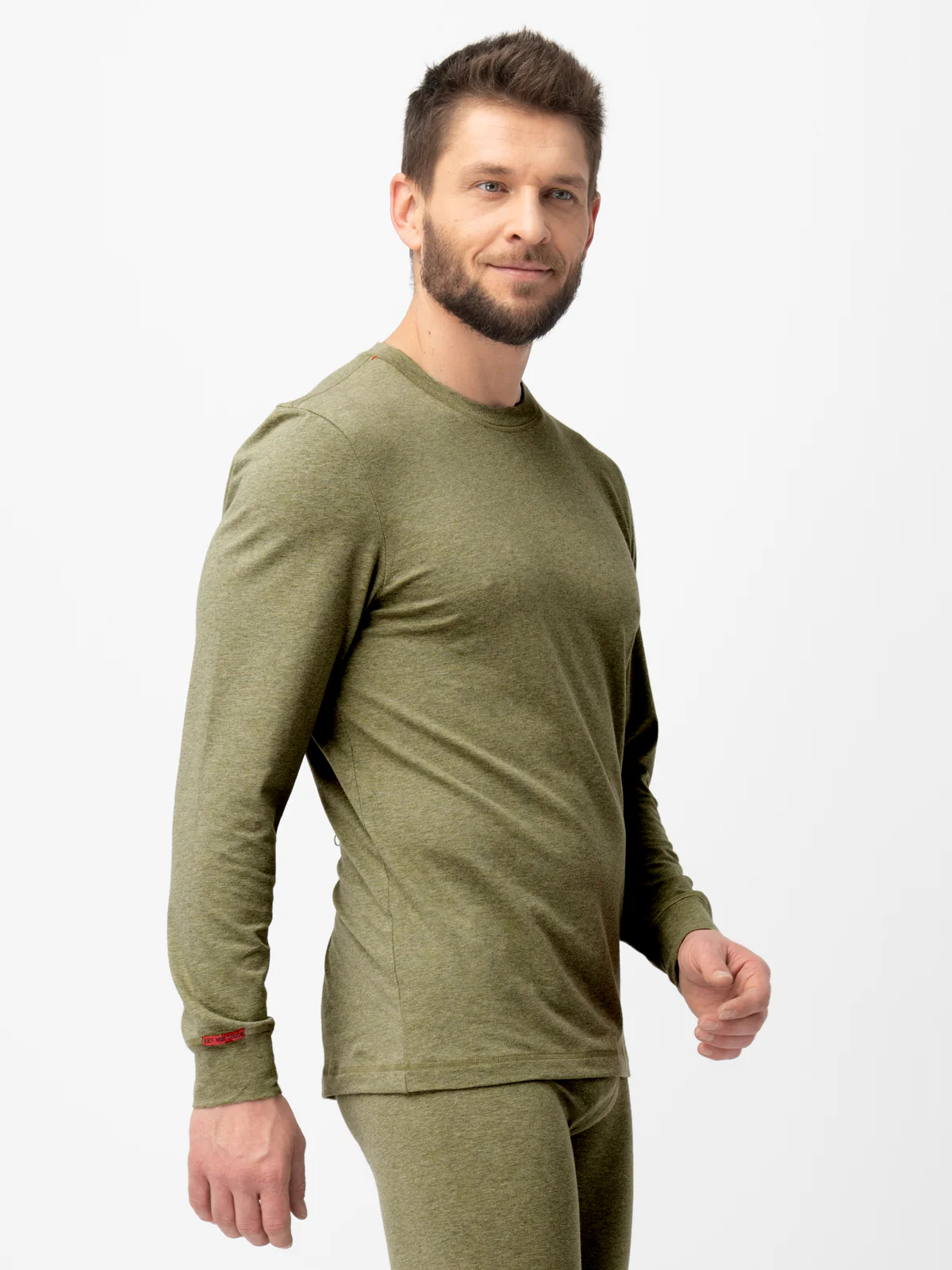 Ciepła bielizna – Hot Touch – Męska koszulka z długim rękawem-khaki - Image 4