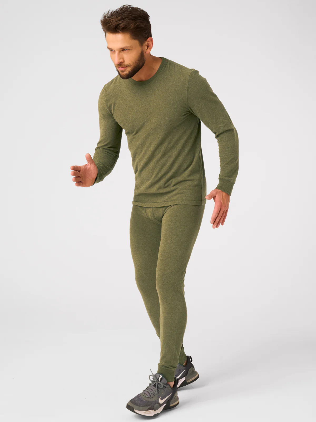 Ciepła bielizna – Hot Touch – Męska koszulka z długim rękawem-khaki - Image 6