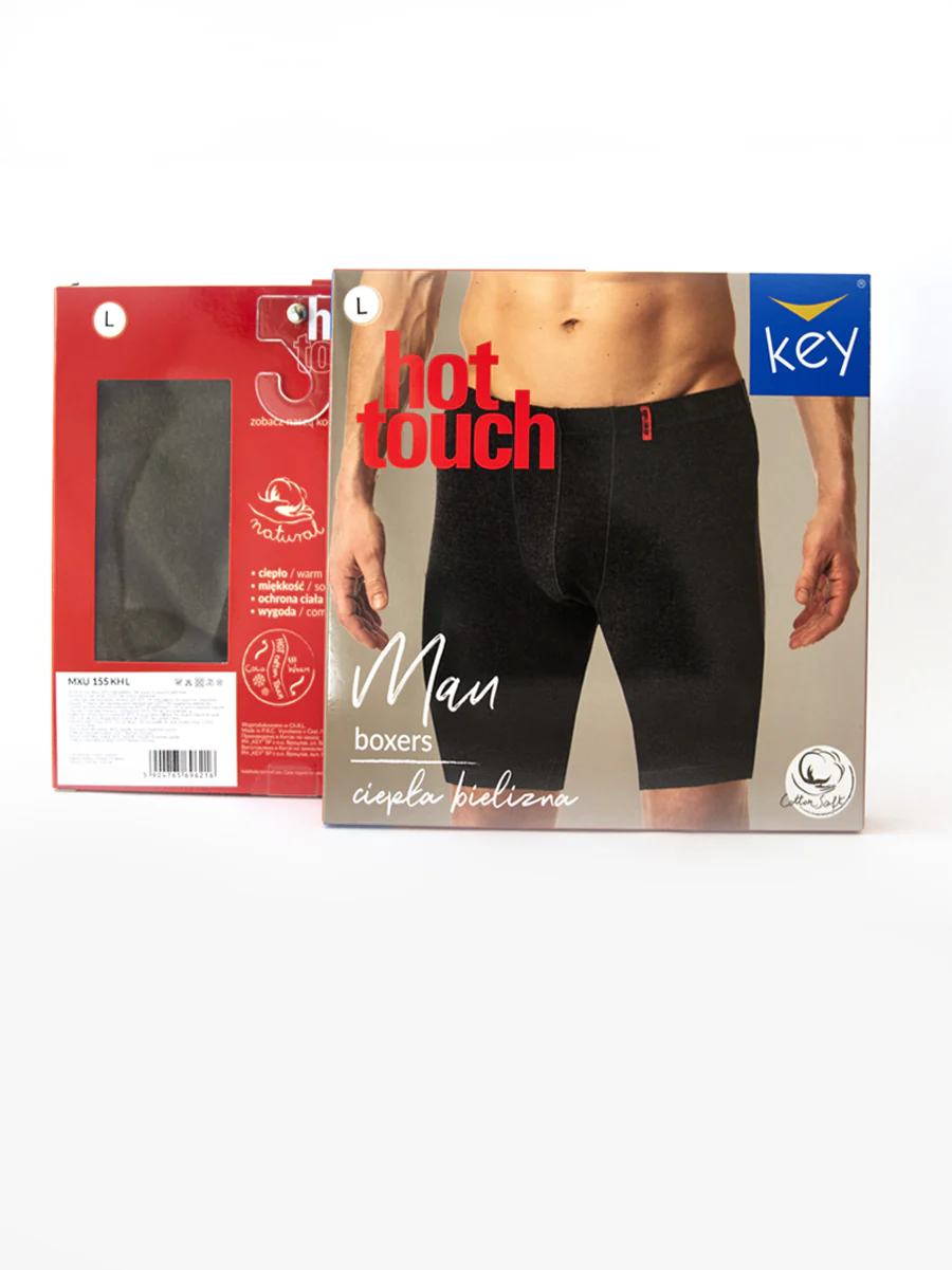 Ciepła bielizna – Hot Touch – Szorty męskie przed kolano - szary - Image 4