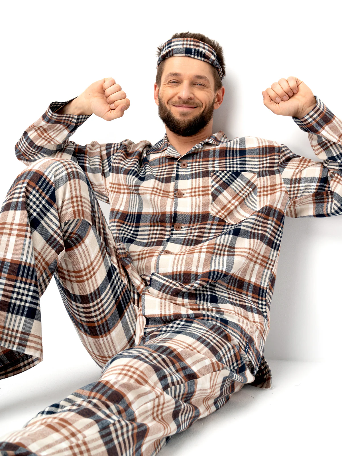 CIEPŁA FLANELOWA PIŻAMA MĘSKA - Image 4