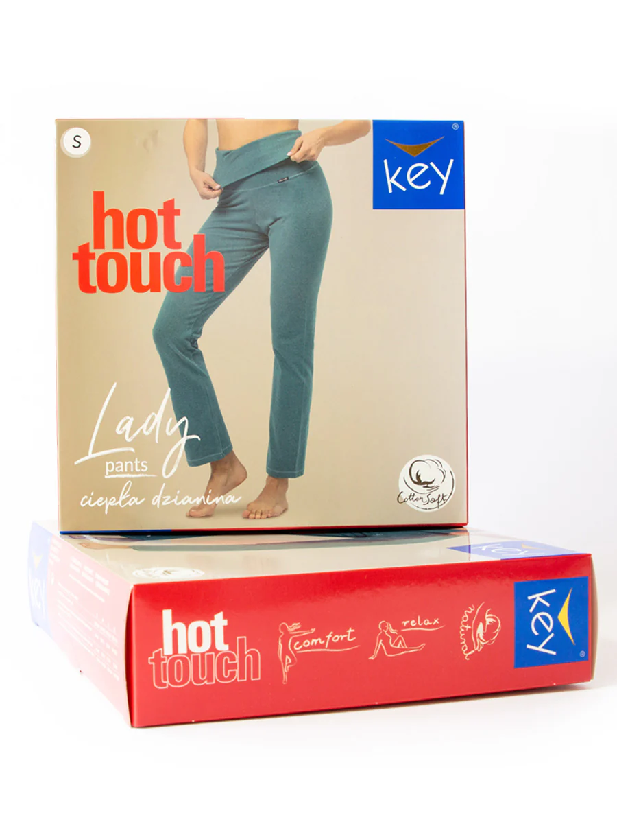 Ciepłe spodnie z szerokim pasem Hot Touch-jasno szary melanż - Image 5