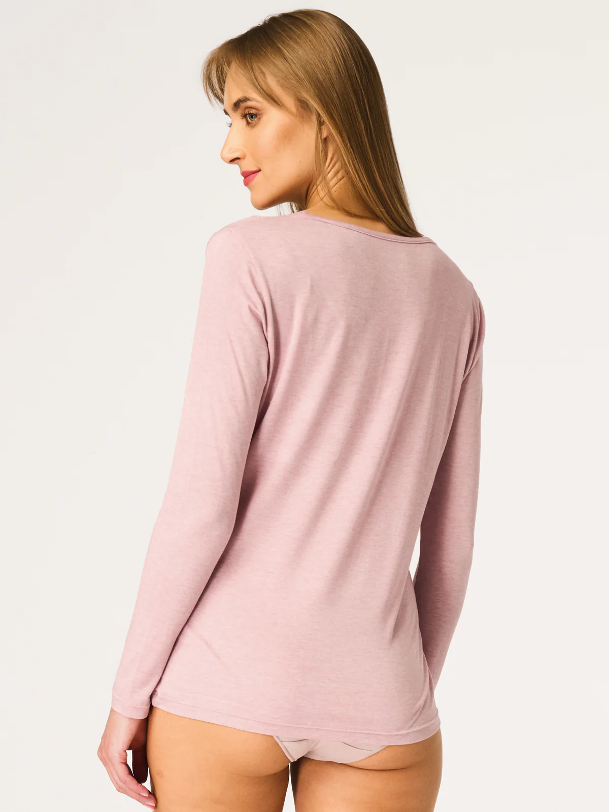 Koronkowa bluzka modal & wełna merino - 3 sploty - różowa - Image 3