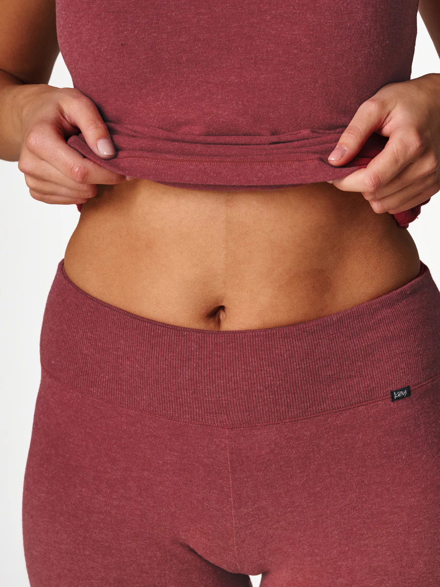Legginsy Hot Touch z elastyczna gumką RIB-bordowy melanż - Image 2
