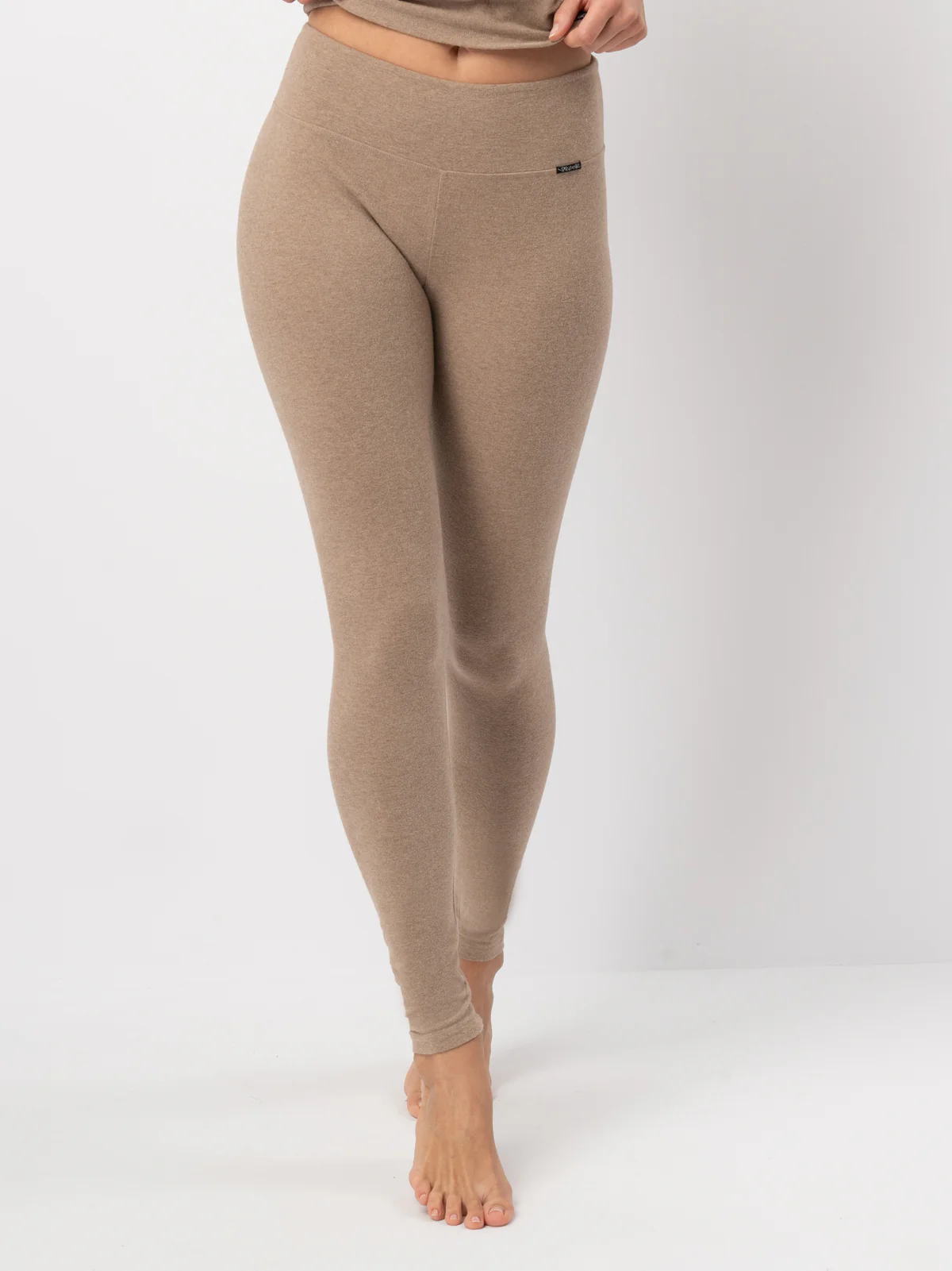 Legginsy Hot Touch z elastyczna gumką RIB-karmelowy melanż