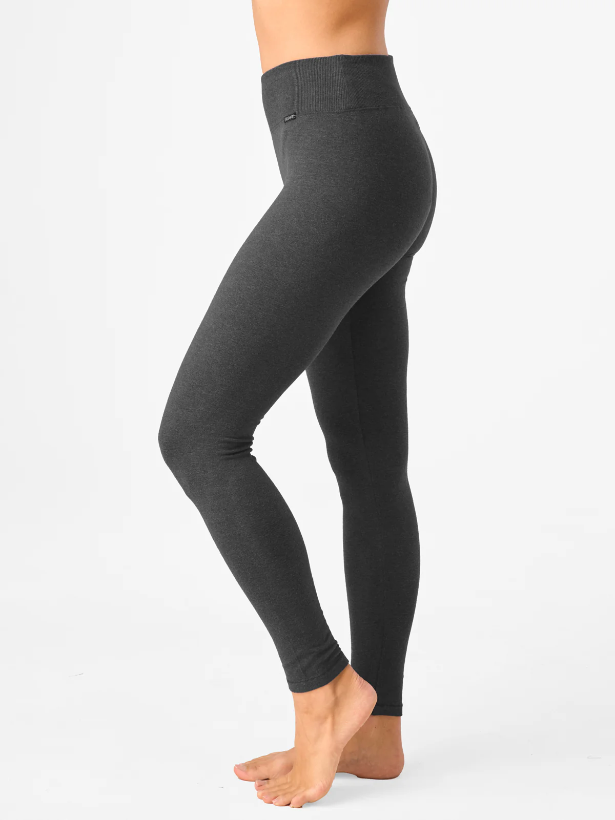 Legginsy Hot Touch z elastyczna gumką RIB-szary melanż