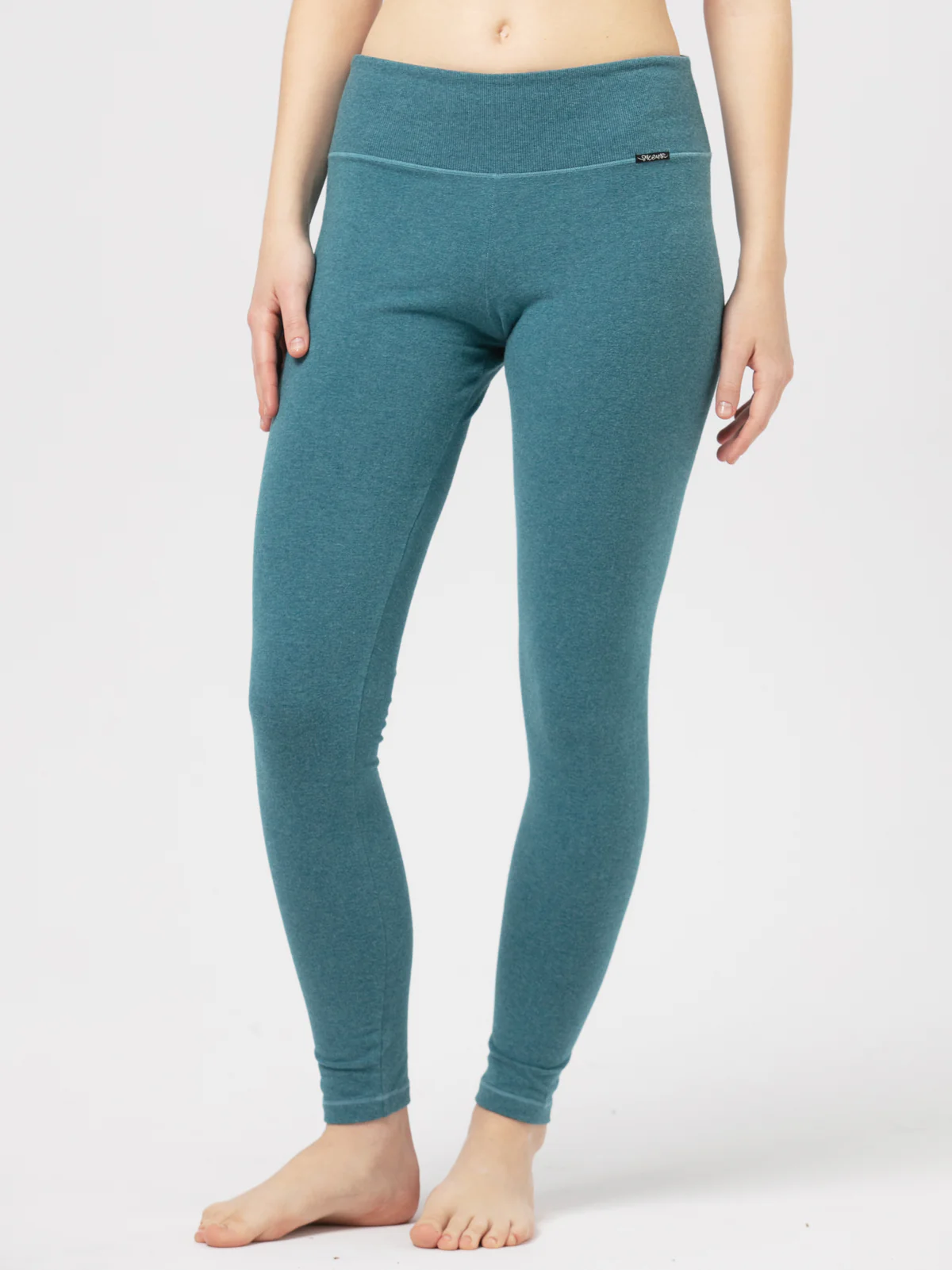 Legginsy Hot Touch z elastyczna gumką RIB-turkusowy melanż