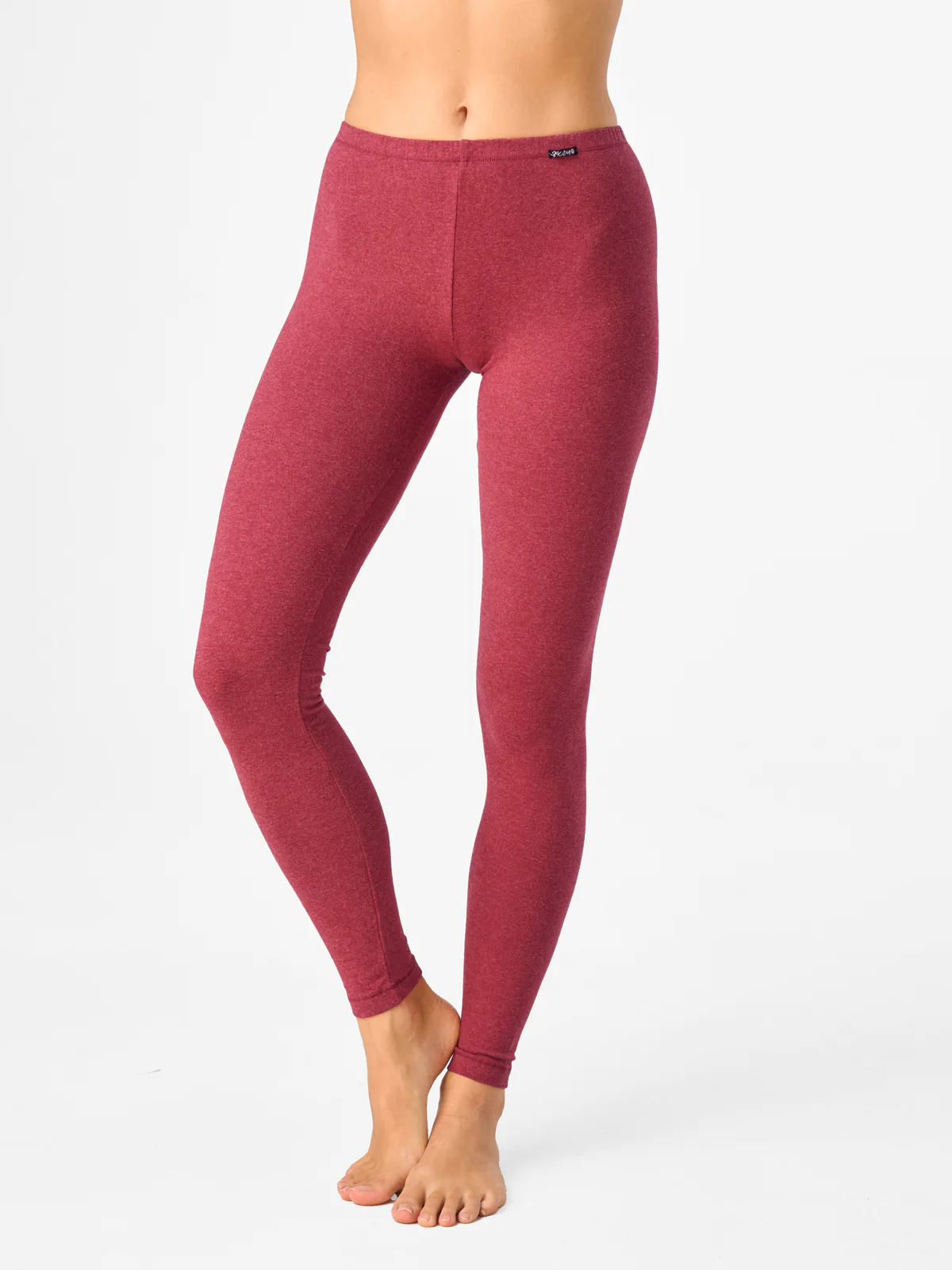 Legginsy Hot Touch z wąską gumką w pasie - bordowy melanż