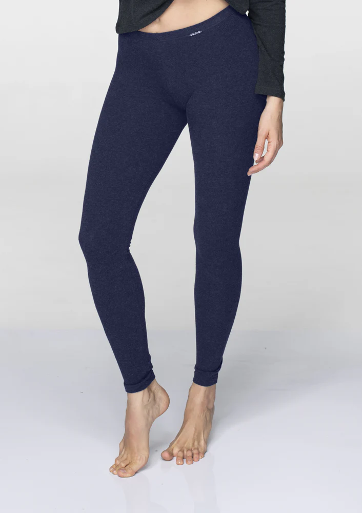Legginsy Hot Touch z wąską gumką w pasie - granatowy melanż