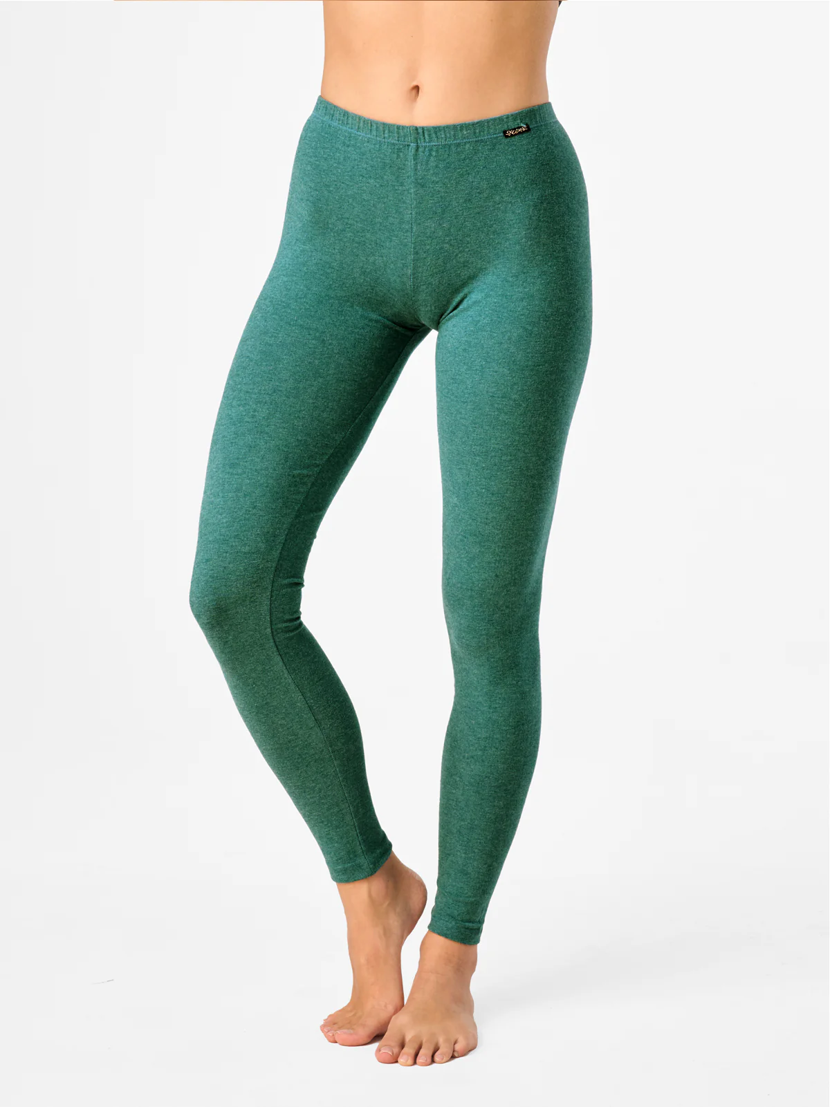 Legginsy Hot Touch z wąską gumką w pasie - zielony melanż