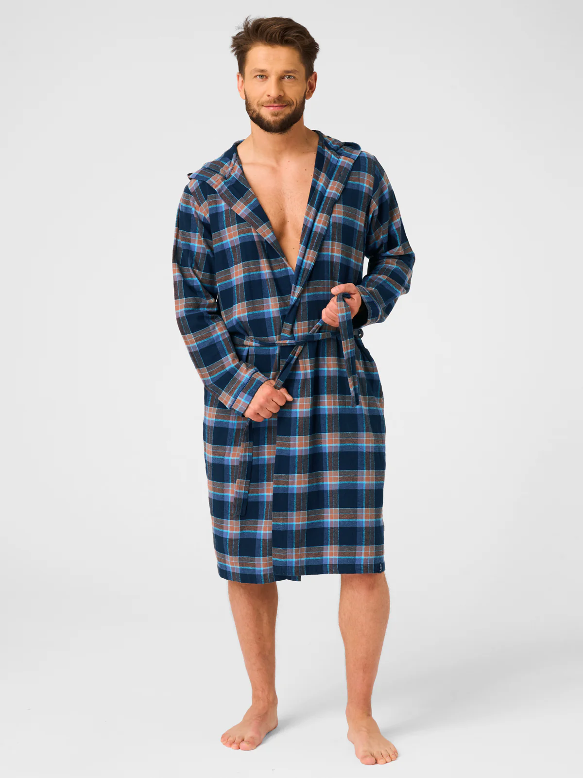 LEKKI FLANELOWY SZLAFROK MĘSKI - Image 4