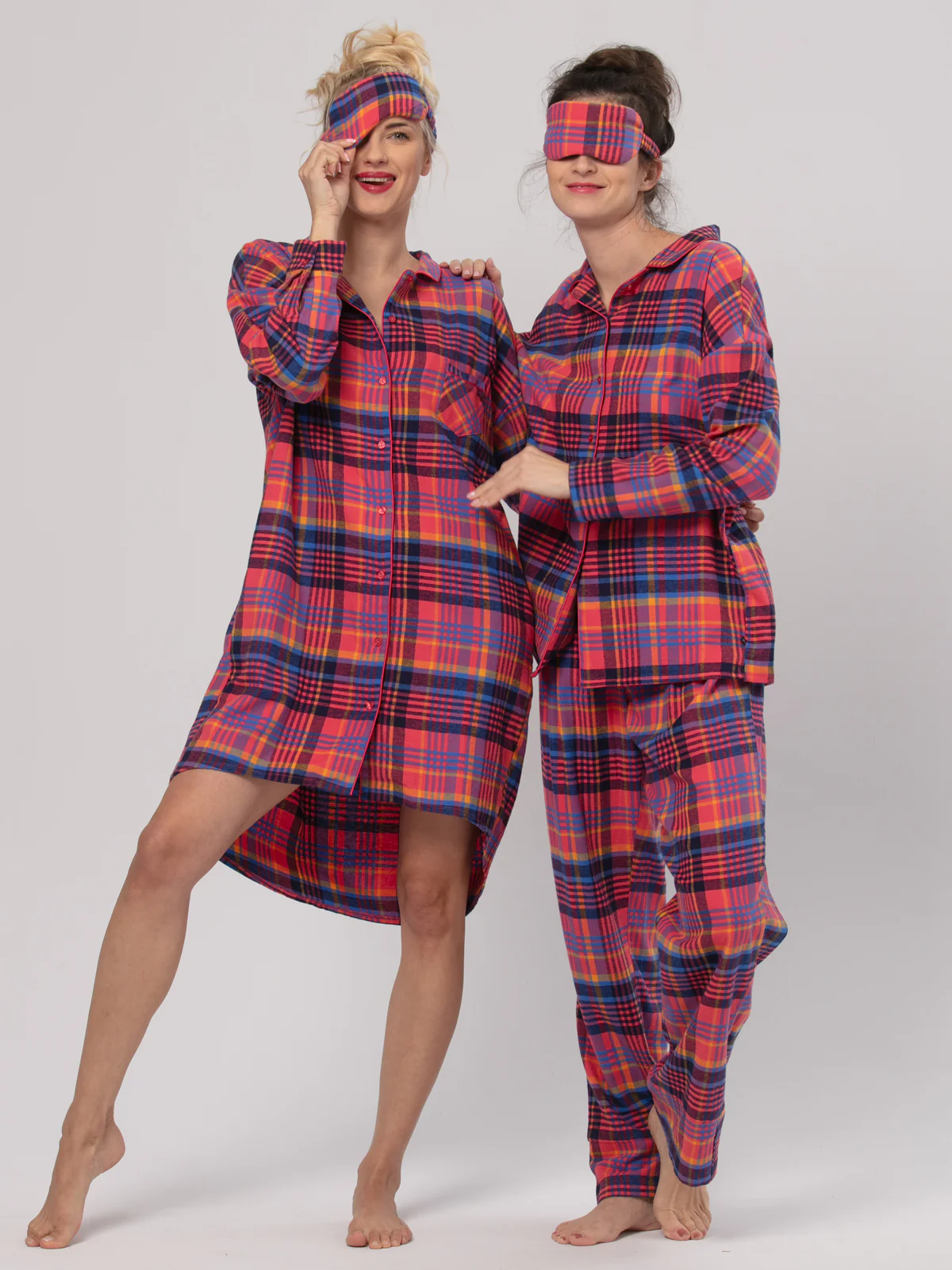 Flanelowa klasyczna piżama w kobiecych, intensywnych kolorach - Image 5