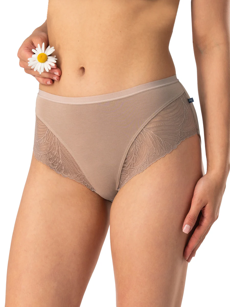 ELEGANCKIE MIDI BIKINI Z KORONKĄ 2szt.- cappuccino