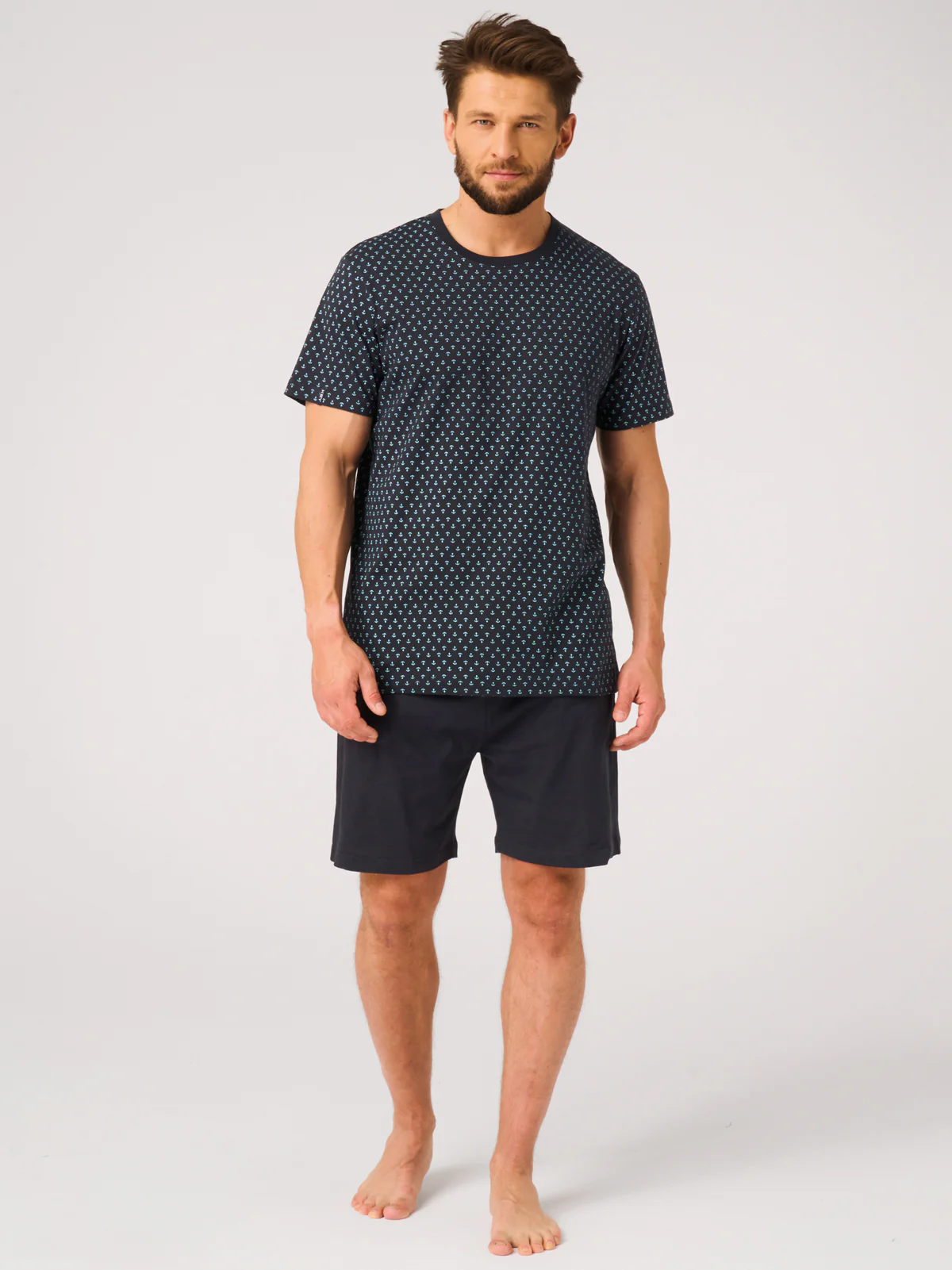 Wakacyjna męska piżama w kotwice 100% Bawełny do 4XL - Image 2