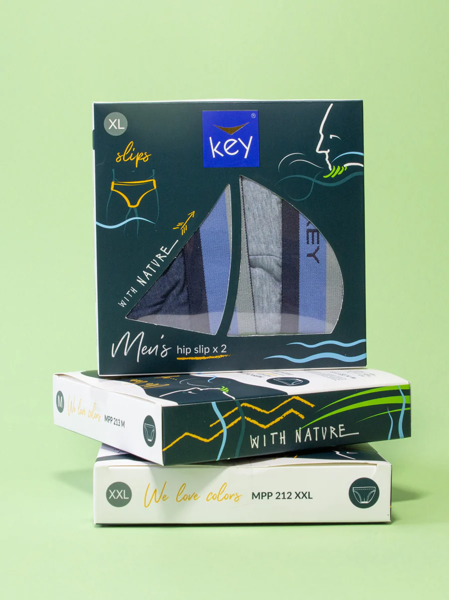 Bawełniane slipy męskie Key 2 szt. – sportowy błękit - Image 3