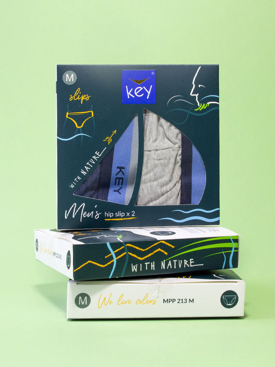 Bawełniane slipy męskie Key 2 szt. - szary/granat - Image 3