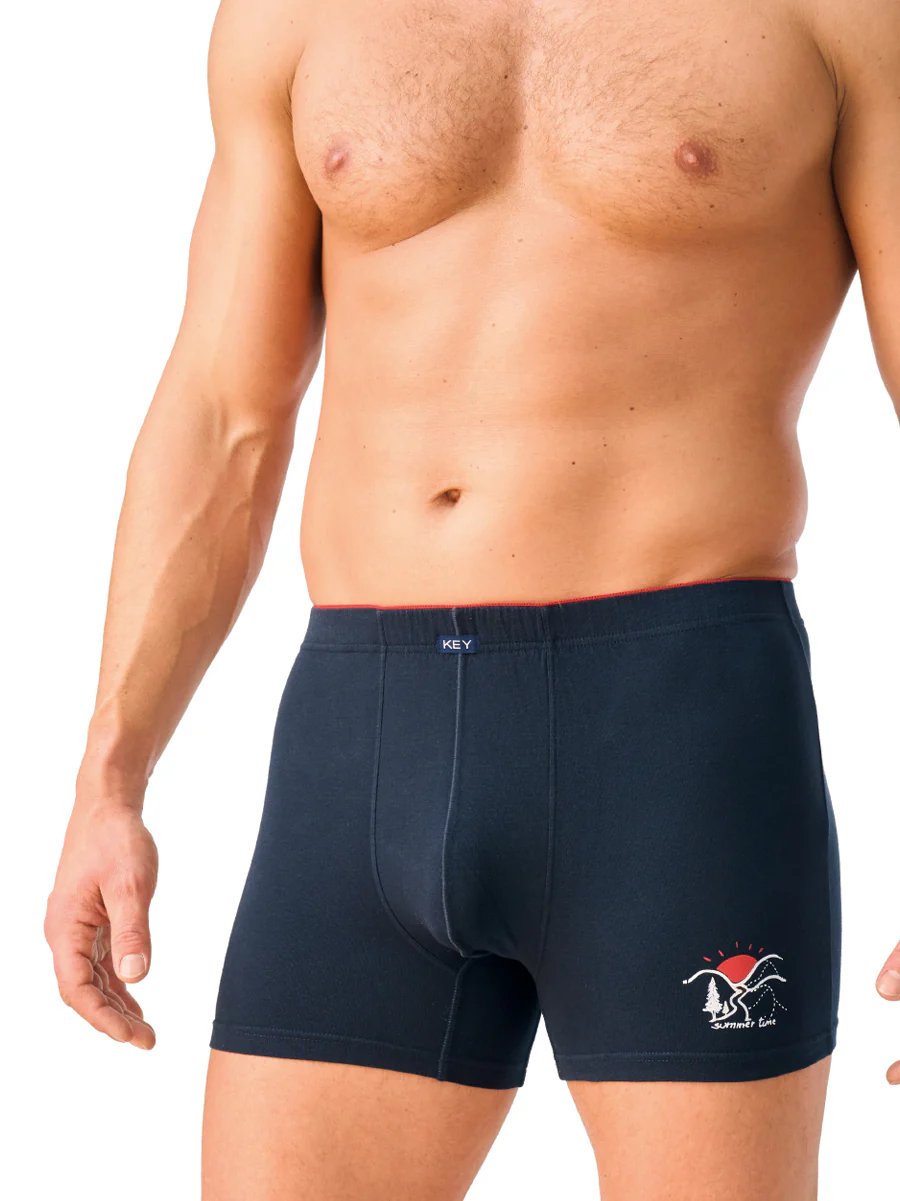 Bawełniane gładkie męskie bokserki z motywem gór (do 4XL) - Image 2