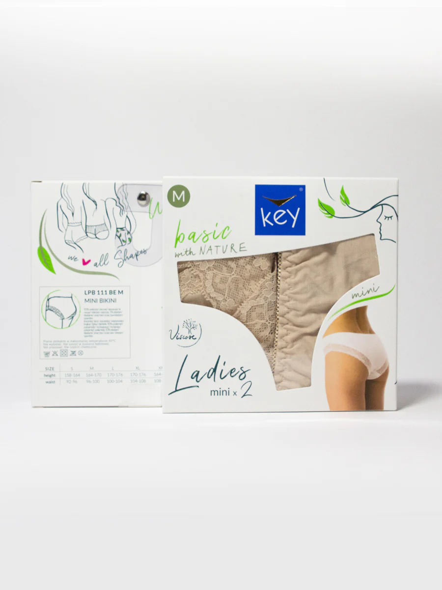 Niskie koronkowe majtki mini bikini 2szt. - beżowe - Image 3