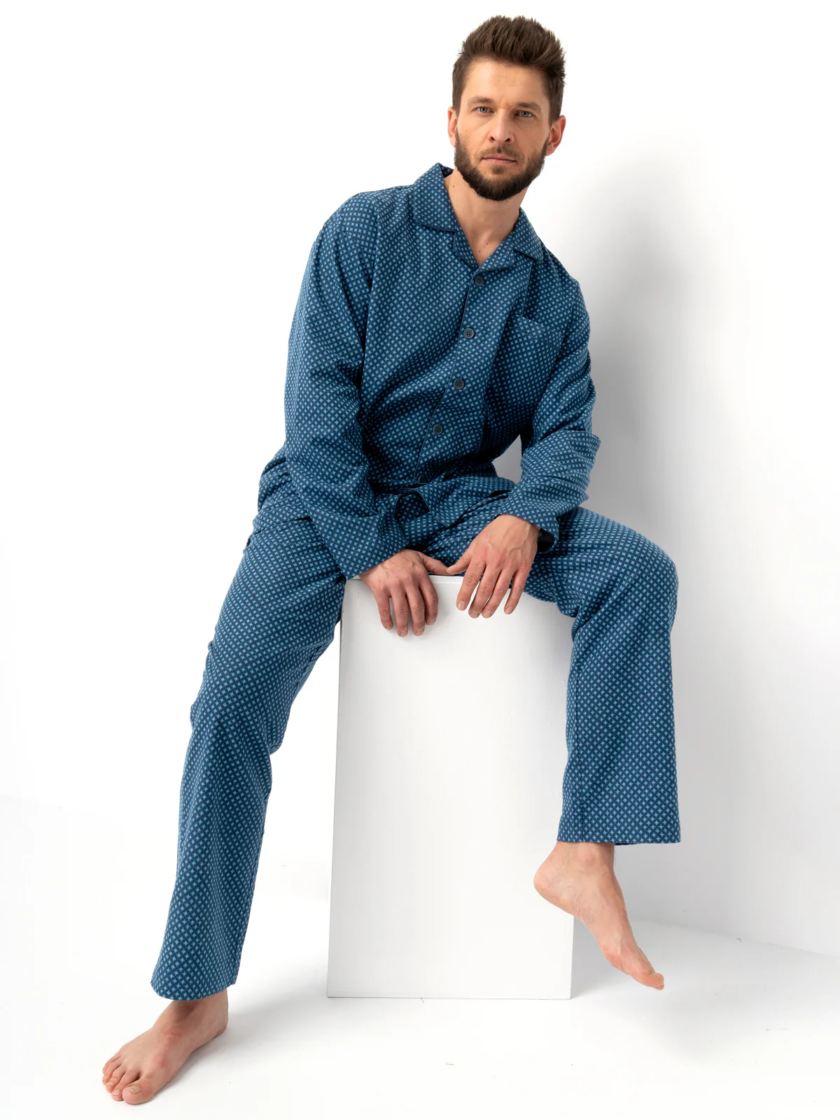PIŻAMA MĘSKA FLANELOWA W ELEGANCKI DESEŃ - Image 2