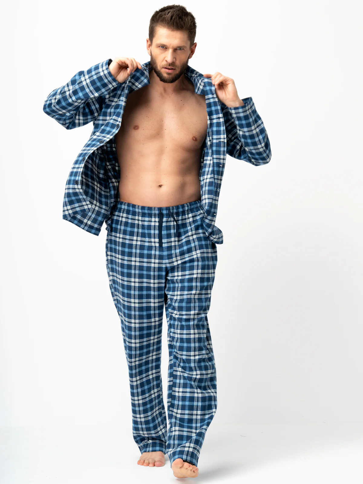 PIŻAMA MĘSKA FLANELOWA W KRATĘ - Image 3