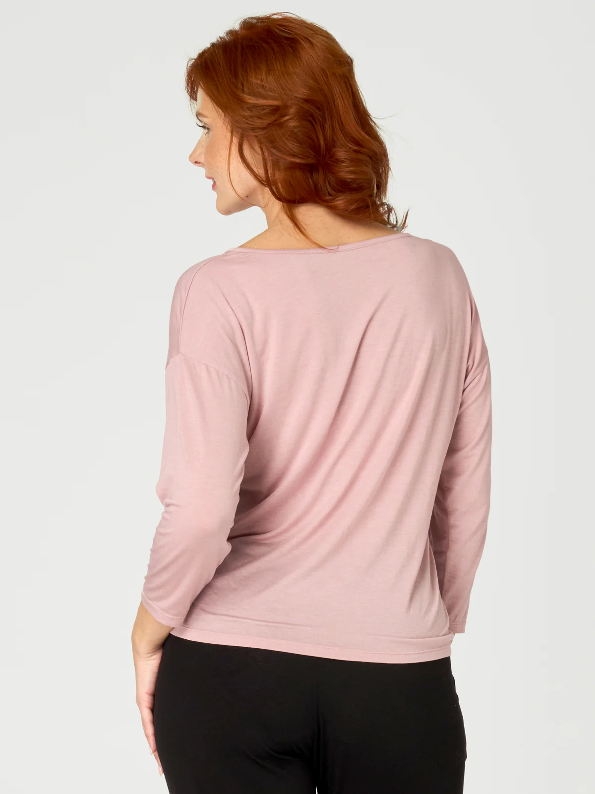 Relaksacyjna bluzka modal & wełna merino - 3 sploty - różowa - Image 3