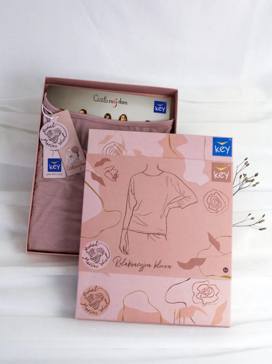 Relaksacyjna bluzka modal & wełna merino - 3 sploty - różowa - Image 4