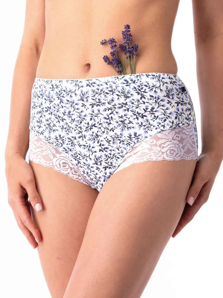 Wysokie majtki maxi bikini w kwiatowy wzór 2szt