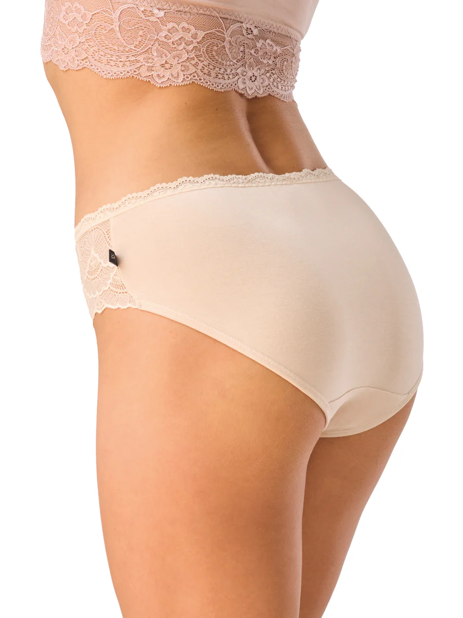 Zmysłowe koronkowe majtki midi bikini 2szt. - beżowe - Image 4